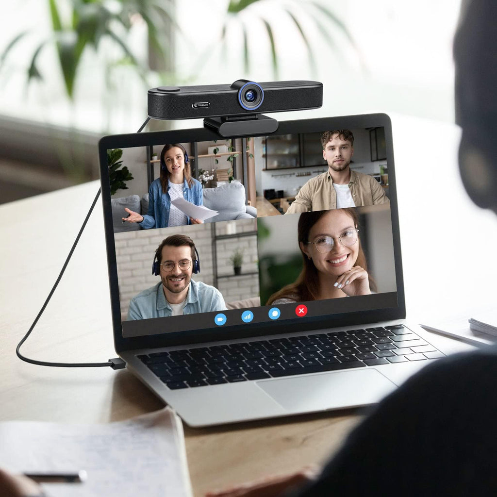4K Webcam with Microphone and Speaker, 5X Digital Zoom, Privacy Cover, 120° Wide Field View T506