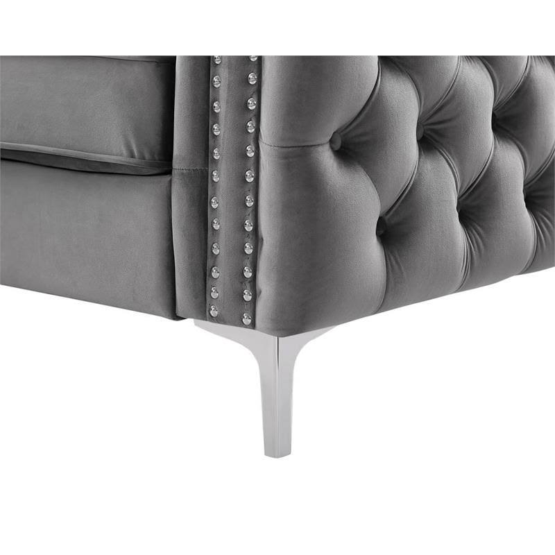 2 Piece Velvet Loveseat and Chair Set in Gray H49379