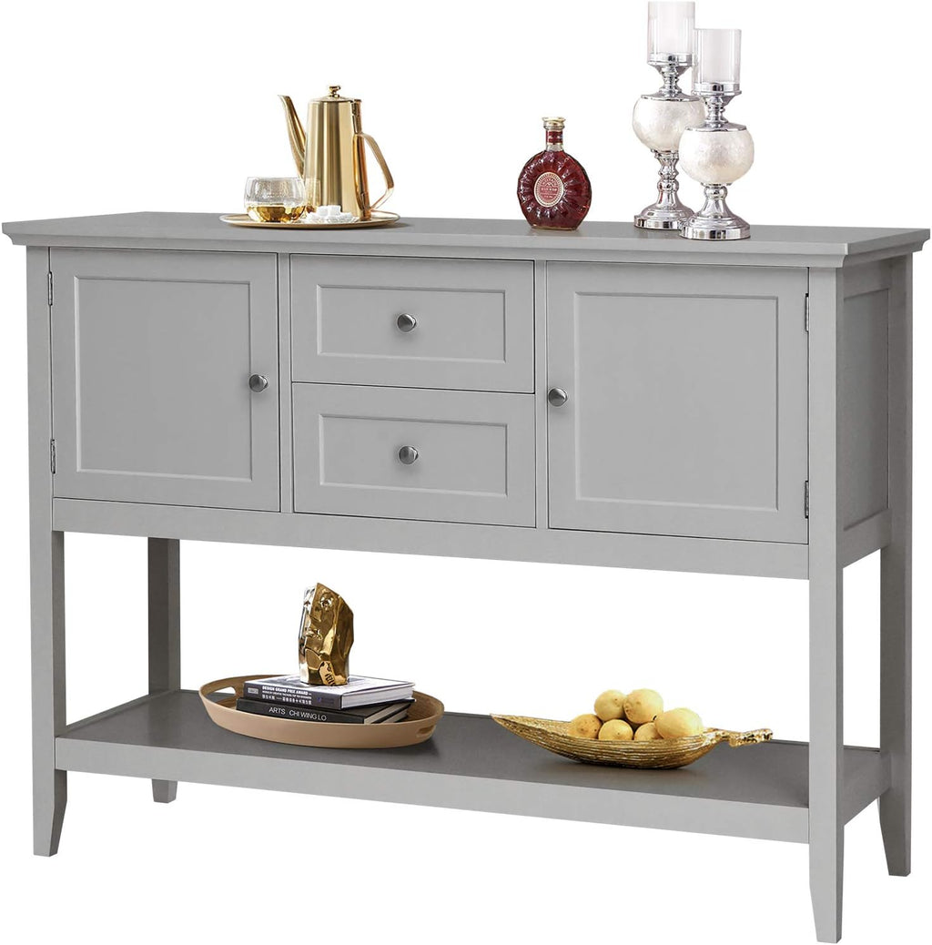 Beige Wood Buffet Sideboard with Storage Cabinet and 2 Drawers E535952