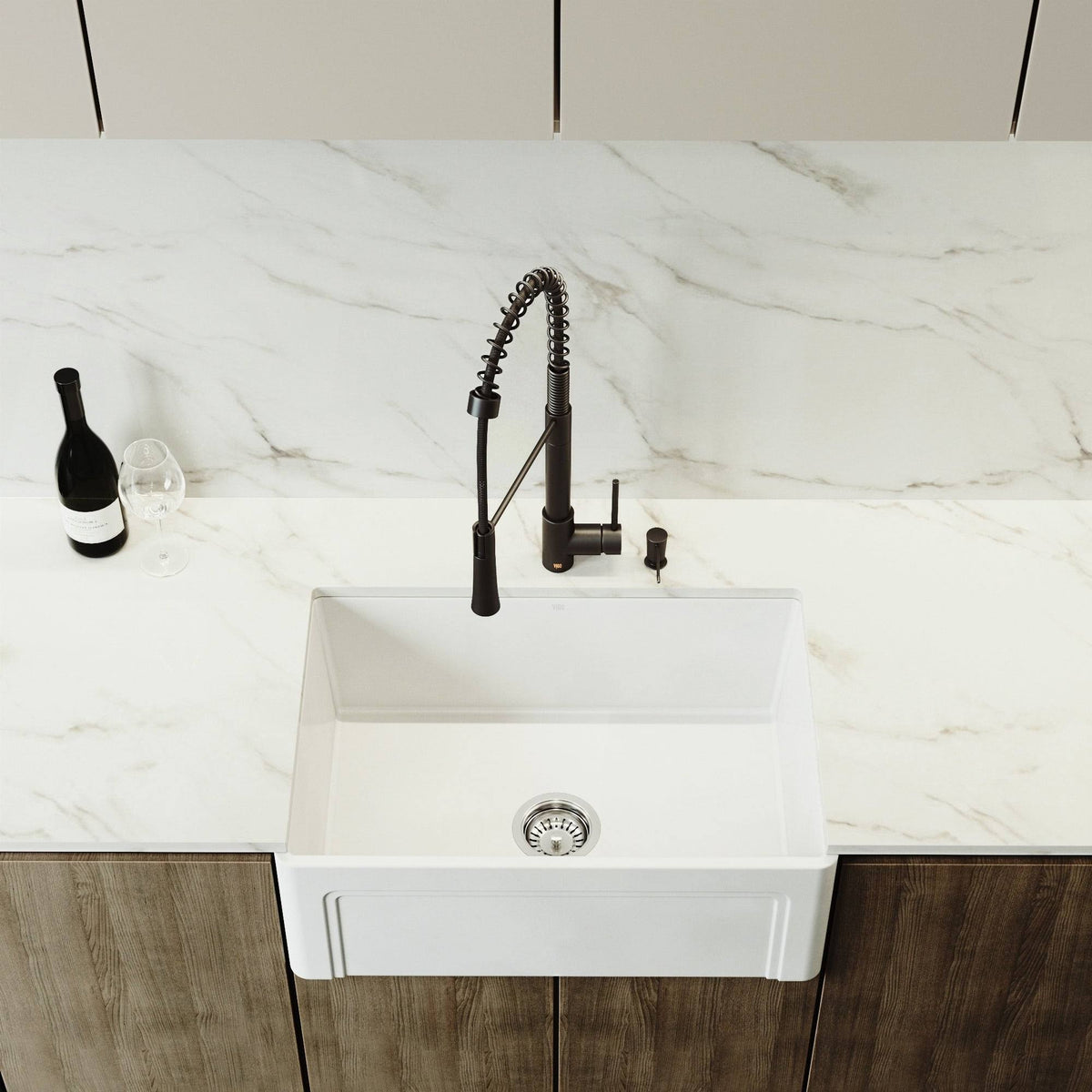 27 inch Matte Stone Farmhouse Kitchen Sink J2200