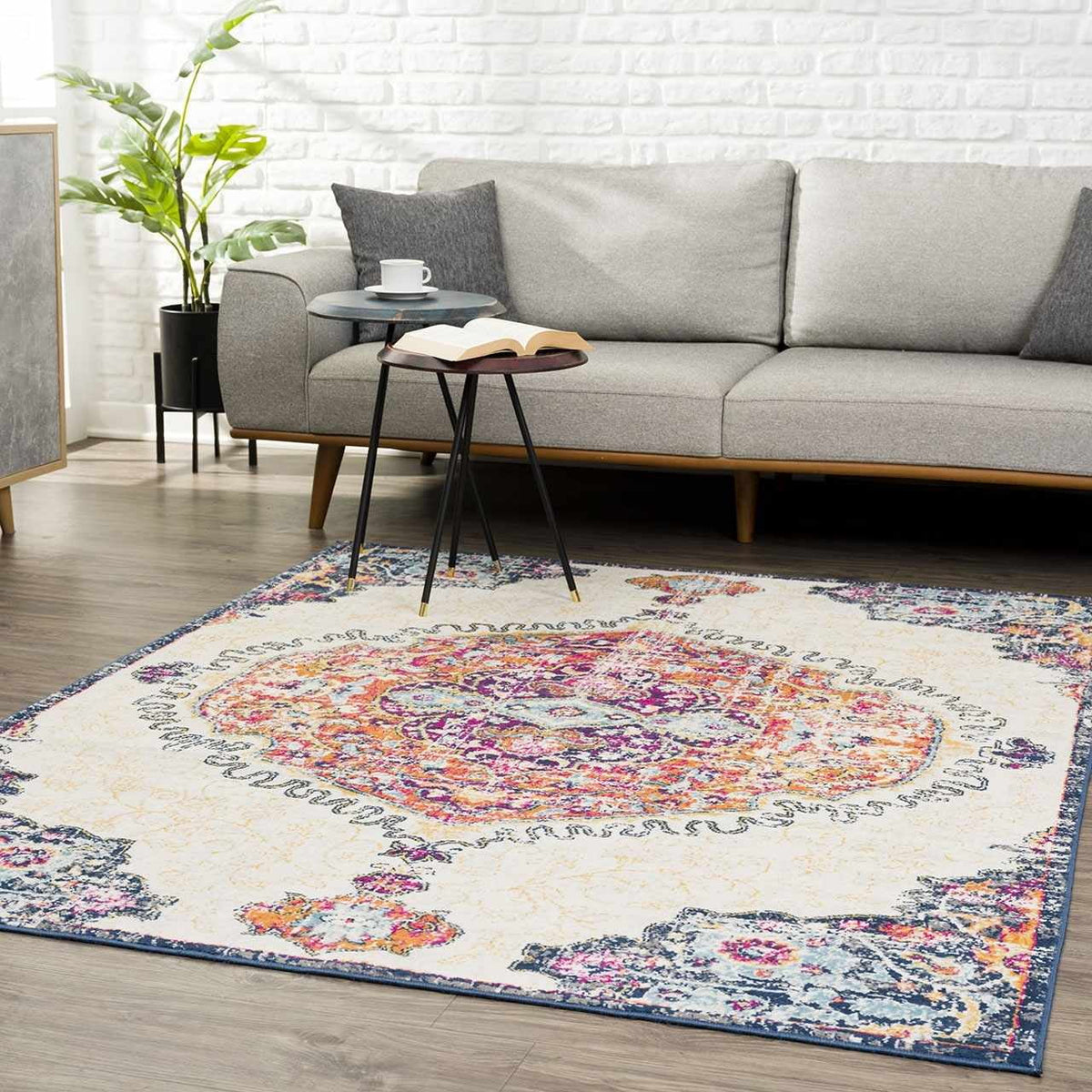 Beige Ivory Orange Purple 7'10" x 10' Area Rug J573026