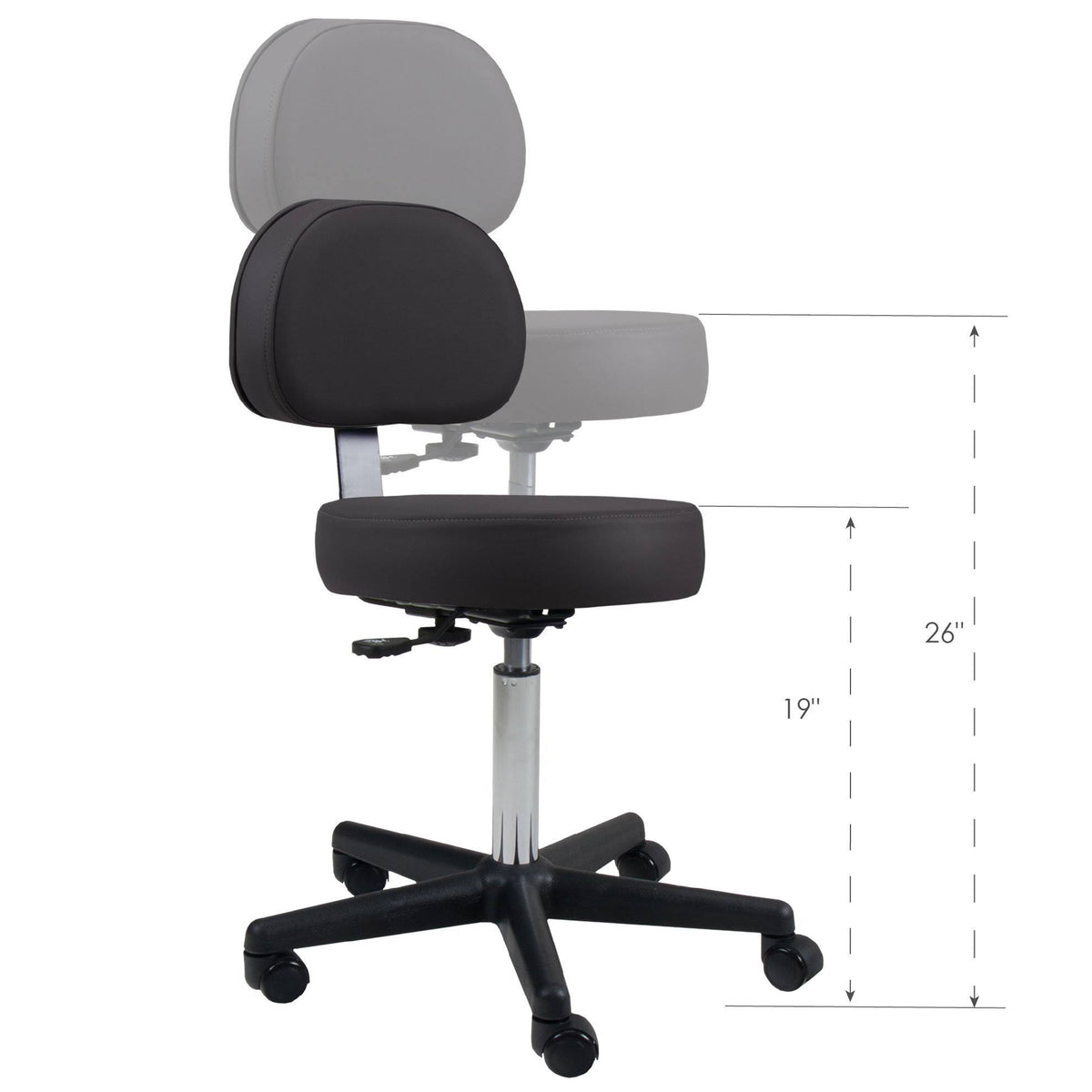 Black Rolling Stool with Back X755876