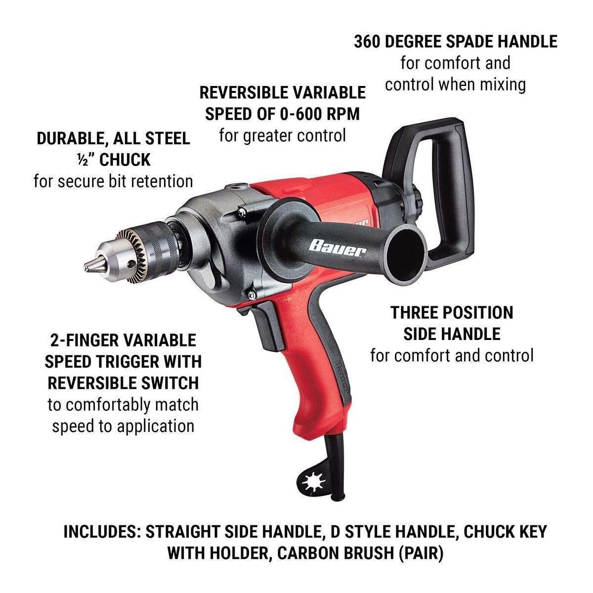 7.5 Amp 1/2 in. Spade Handle Drill/Mixer F380