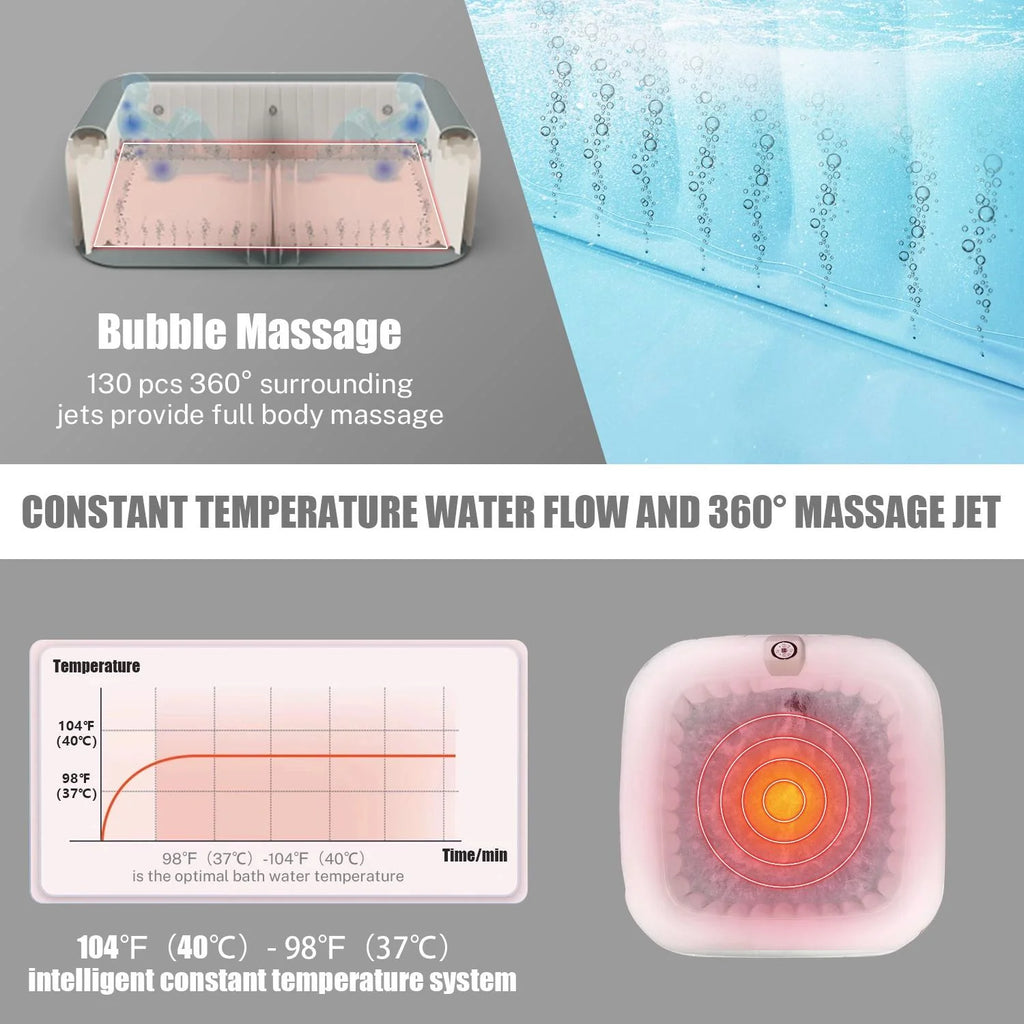6 Person Inflatable Hot Tub with 130pcs Jet E70639