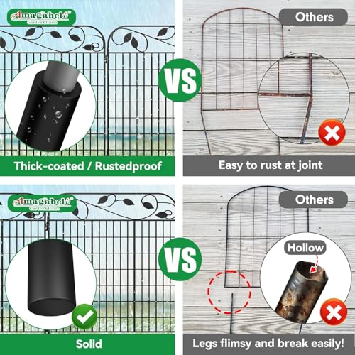 4 Pack 44inch High 12ft Long Black Decorative Garden Fence Panels T3401