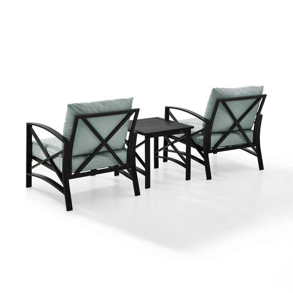 3Pc Outdoor Metal Armchair Set with Side Table N3456