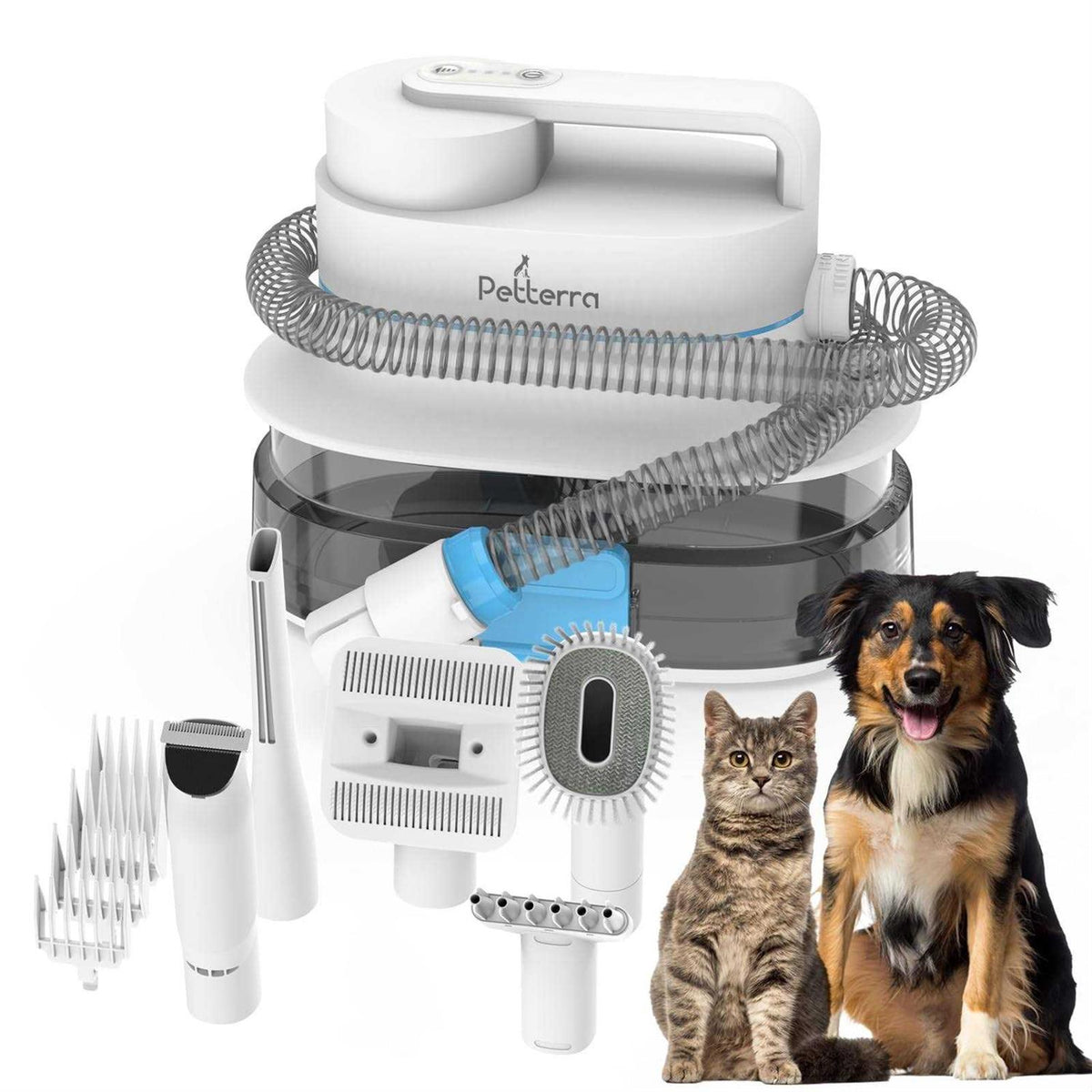 3-in-1 Pet Grooming Kit Vacuum Suction Dryer Clipper 6 Tools 4L Dust W363618