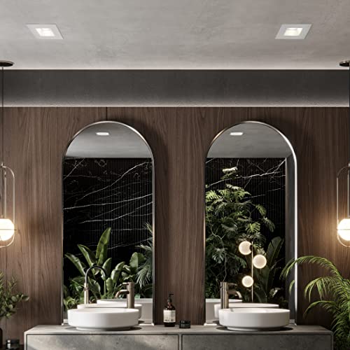 6" Ultra-Thin Recessed LED Downlight Canless IC Rated 1200 Lumens 5 Color Temperature Select Dimmable Square Black Trim 90 CRI R4871