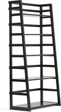Black 5 Shelf Solid Wood Ladder Bookcase L511438