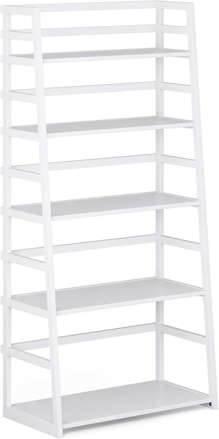 Black 5 Shelf Solid Wood Ladder Bookcase L511438