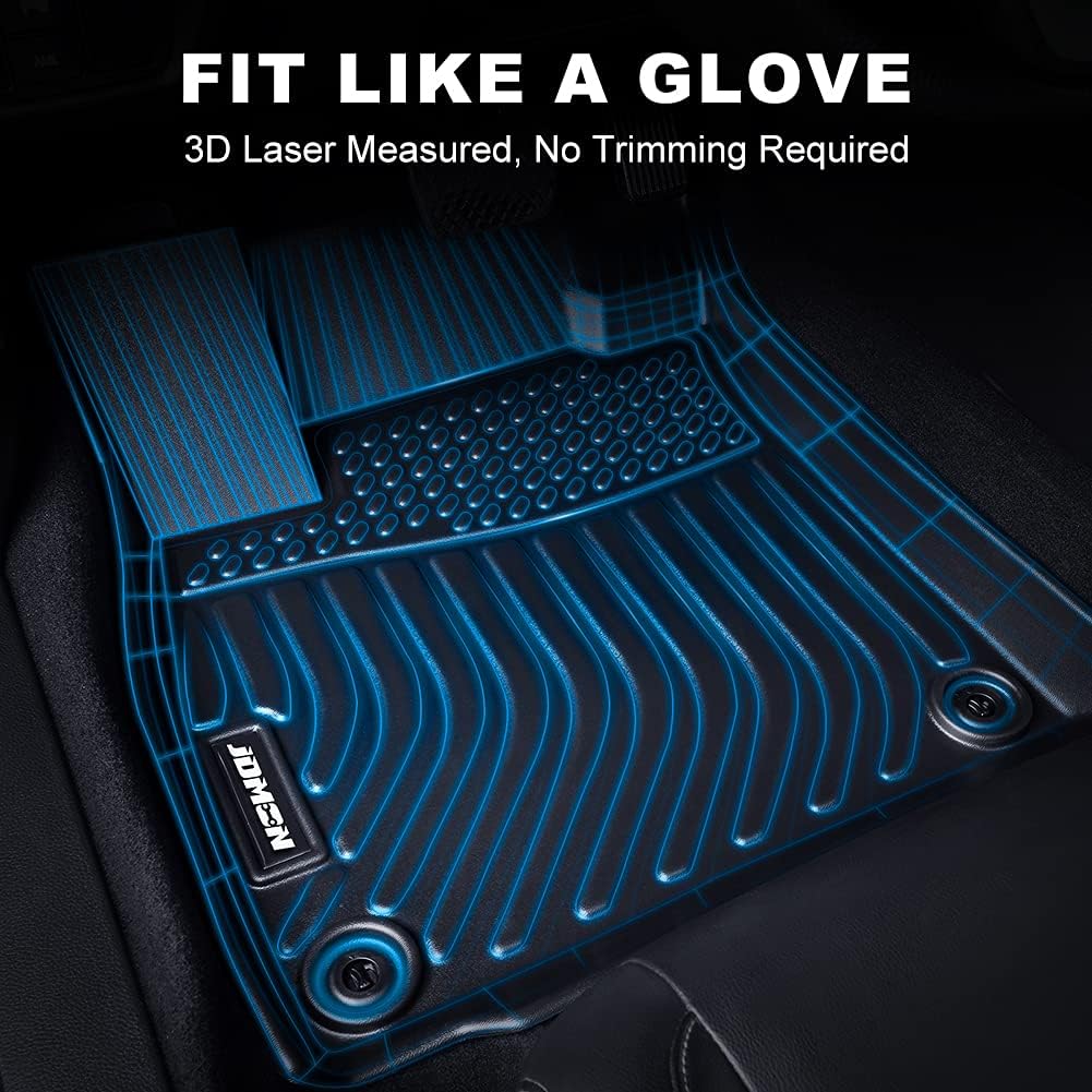 All Weather Floor Mats 2 Row Front & Rear TPE Car Floor Liner Black D383083