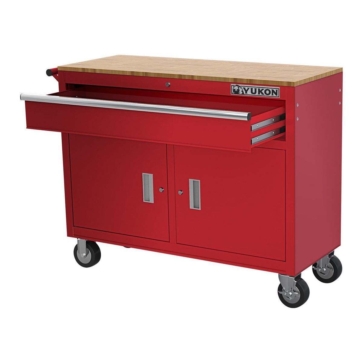 46 in. Mobile Workbench with Solid Wood Top T197844