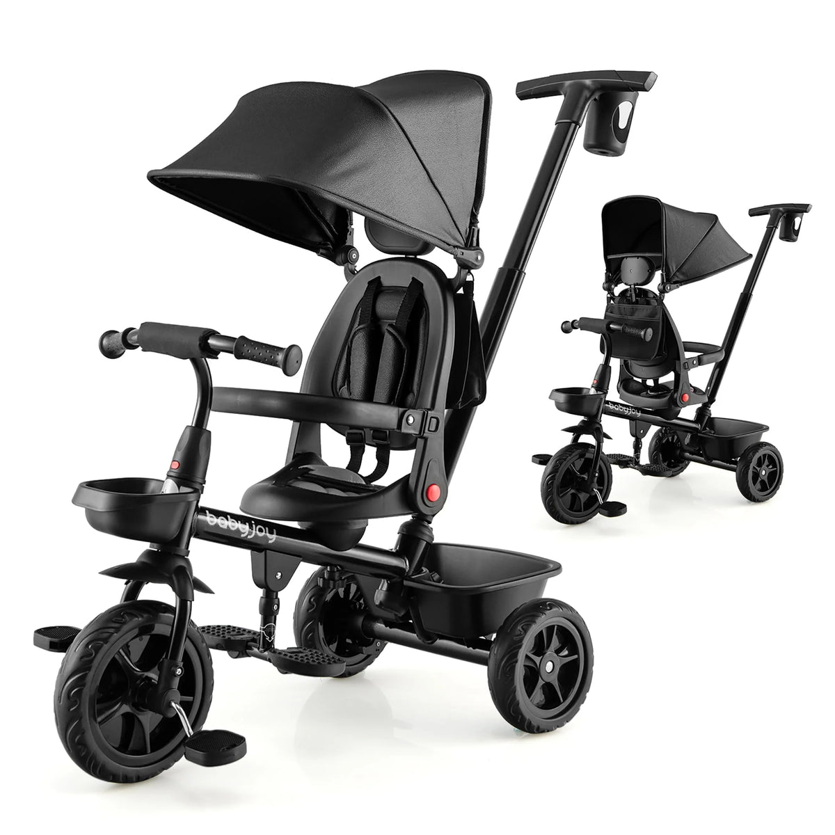 4-in-1 Toddler Tricycle with Adjustable Push Handle K2767