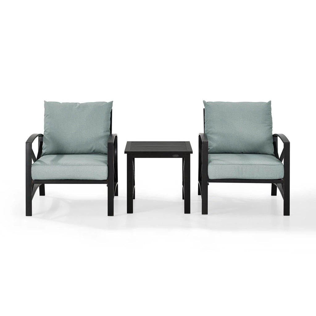 3Pc Outdoor Metal Armchair Set with Side Table N3456