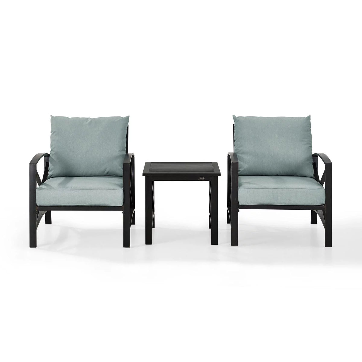 3Pc Outdoor Metal Armchair Set with Side Table N3456