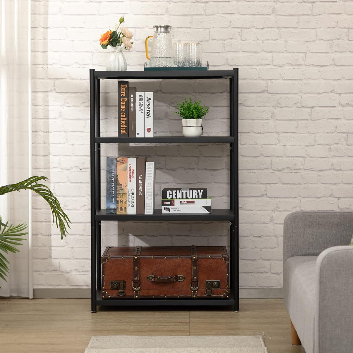 27.5 Inch 4 Tire Metal Wire Storage Shelf Black Utility Rack, Pack of 2 V34129