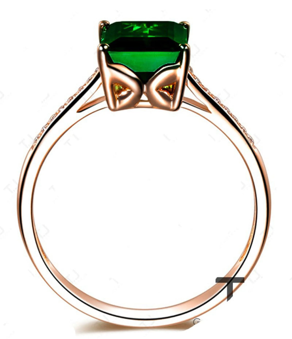 1.50 Carat Green Emerald and Diamond Engagement Ring in Rose Gold B600