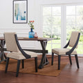 Beige Solid Wood and Fabric Dining Chairs Set of 2 L10121