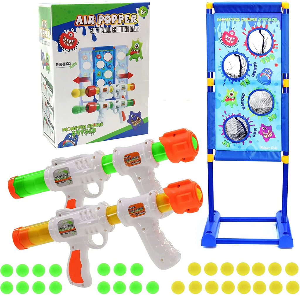 2 Pack Foam Ball Air Popper Guns with Moving Targets F71709