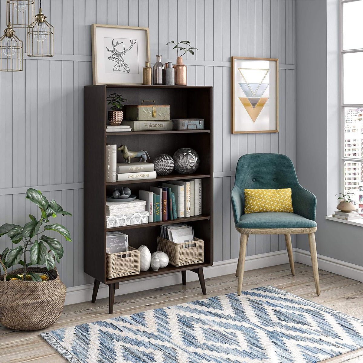 4 Shelf Walnut Bookcase G378786