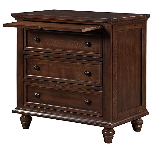 3-Drawer Wooden Nightstand with Pull-Out Tray (Blue) E966