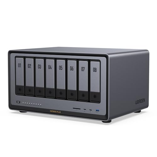 8-Bay Desktop NAS, Intel i5 1235u 10-Core CPU, 8GB DDR5 RAM, 128G SSD, 2 * 10GbE, 2 * M.2 NVMe Slots, 8K HDMI, 2 * TBT4, Diskless O597579