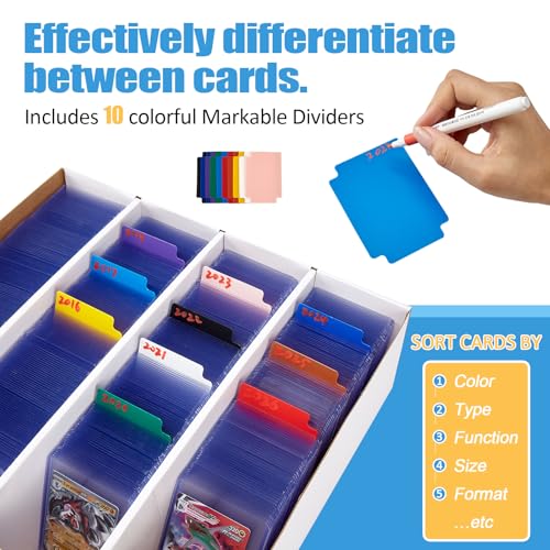 4 Pack White Cardboard Card Storage Boxes with 10 Dividers R40721