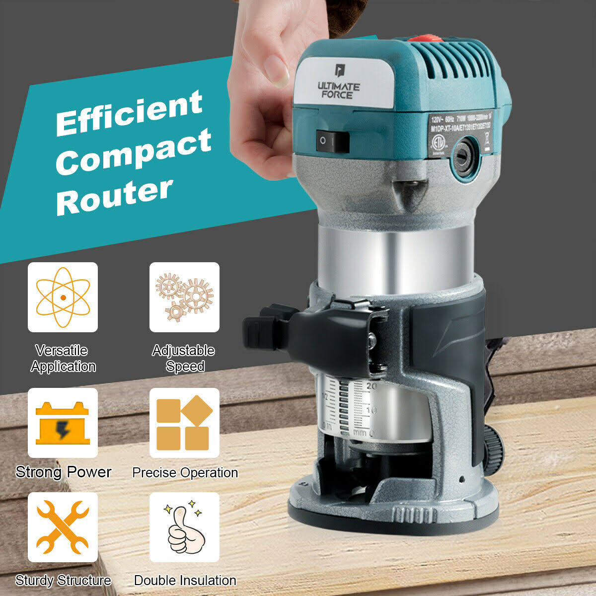 1.25HP Variable Speed Palm Router with Plunge Base R68594