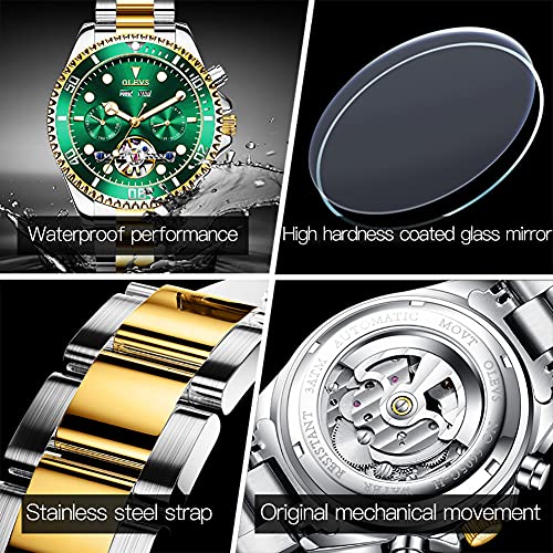 Automatic Self Winding Mechanical Stainless Steel Wrist Watch with Big Dial Waterproof Luminous Watch Rotatable Bezel H8322