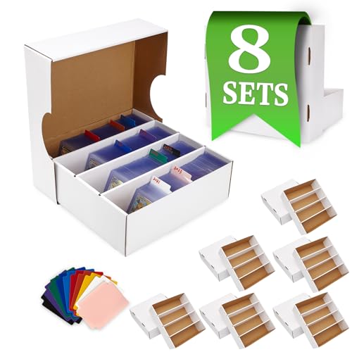 4 Pack White Cardboard Card Storage Boxes with 10 Dividers R40721