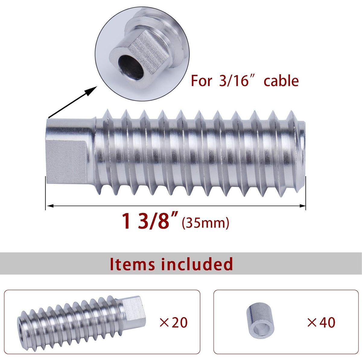 20 Pack 3/16 Invisible Cable Railing Kit T316 Stainless Steel G844