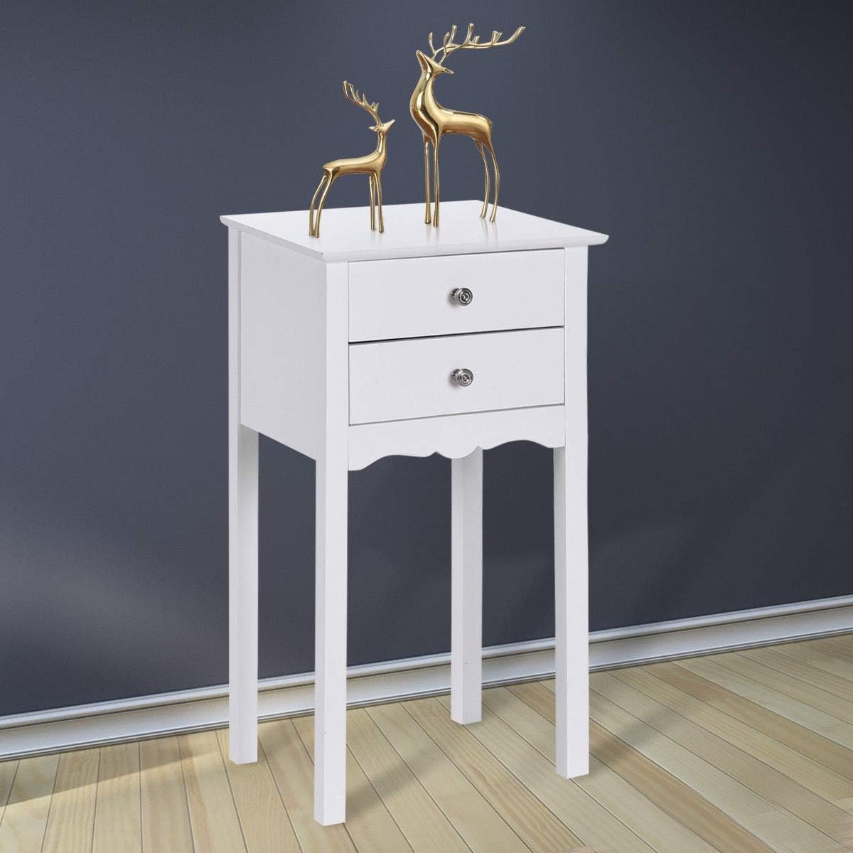 Black Wood Nightstand with Storage Cabinet and Drawer P3375