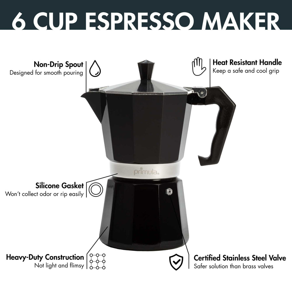 Black 6 Cup Stovetop Espresso Coffee Maker S4233