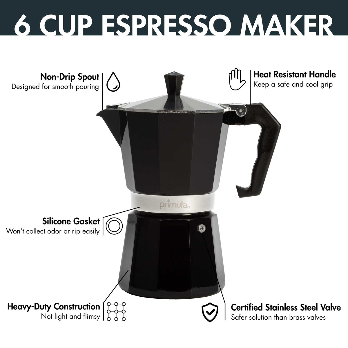 Black 6 Cup Stovetop Espresso Coffee Maker S4233