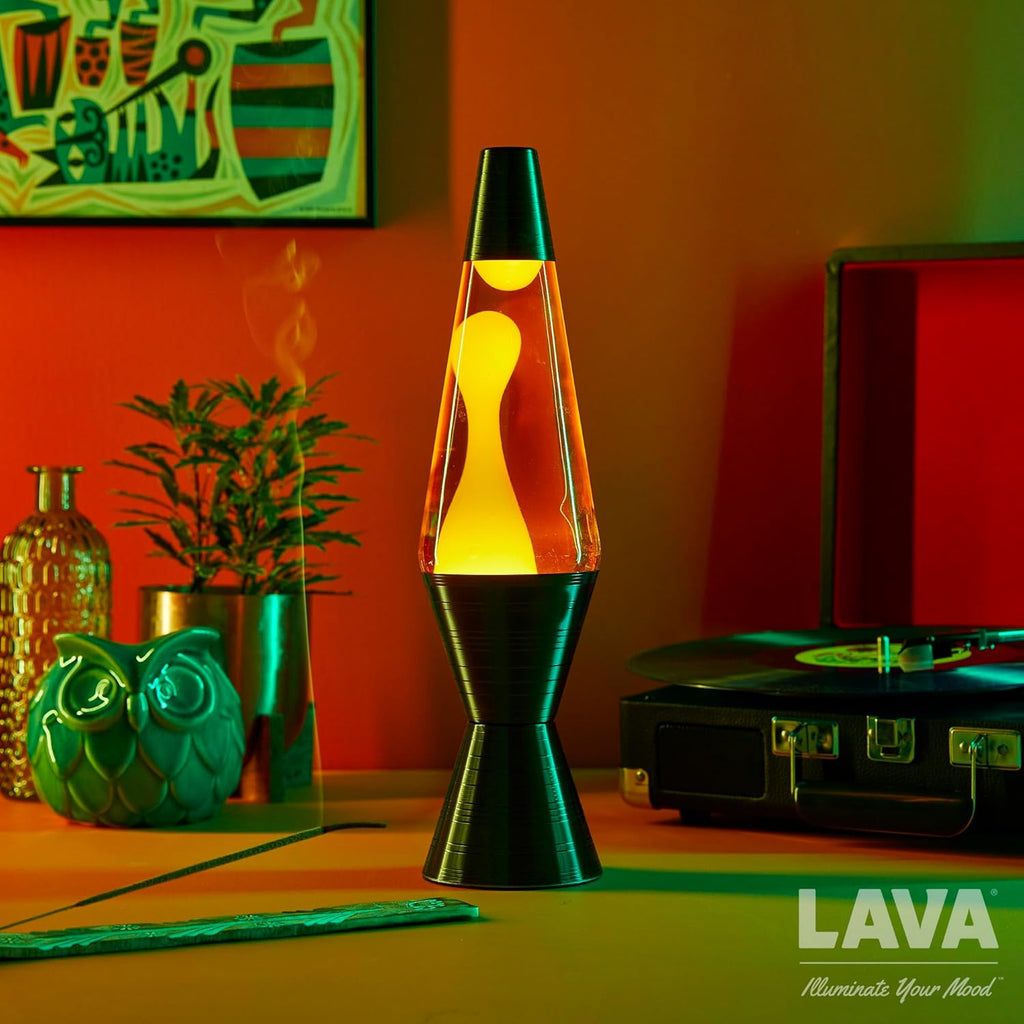 14.5'' Yellow Wax and Orange Liquid Motion Light O416