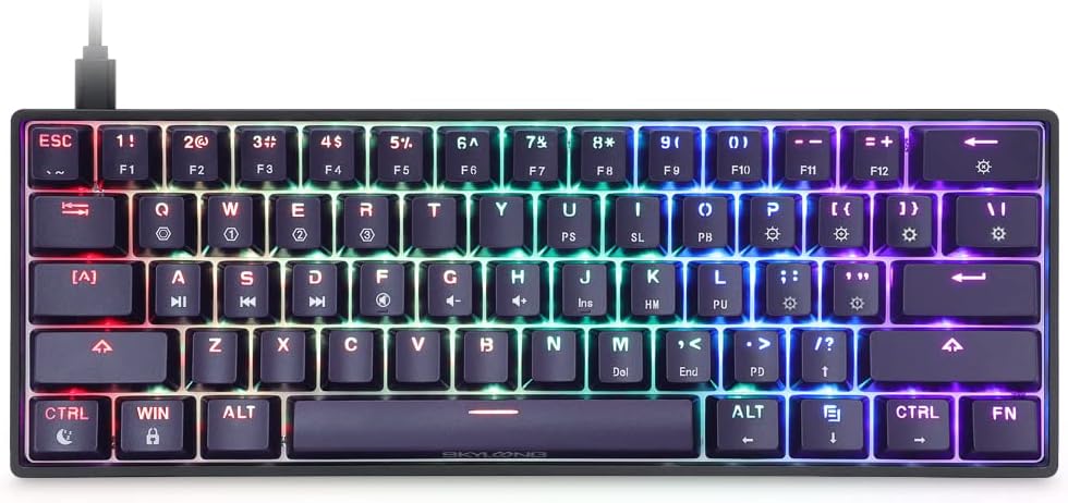 60% Mechanical Keyboard, RGB Hot Swappable 61 Keys Gateron Blue Switch C785