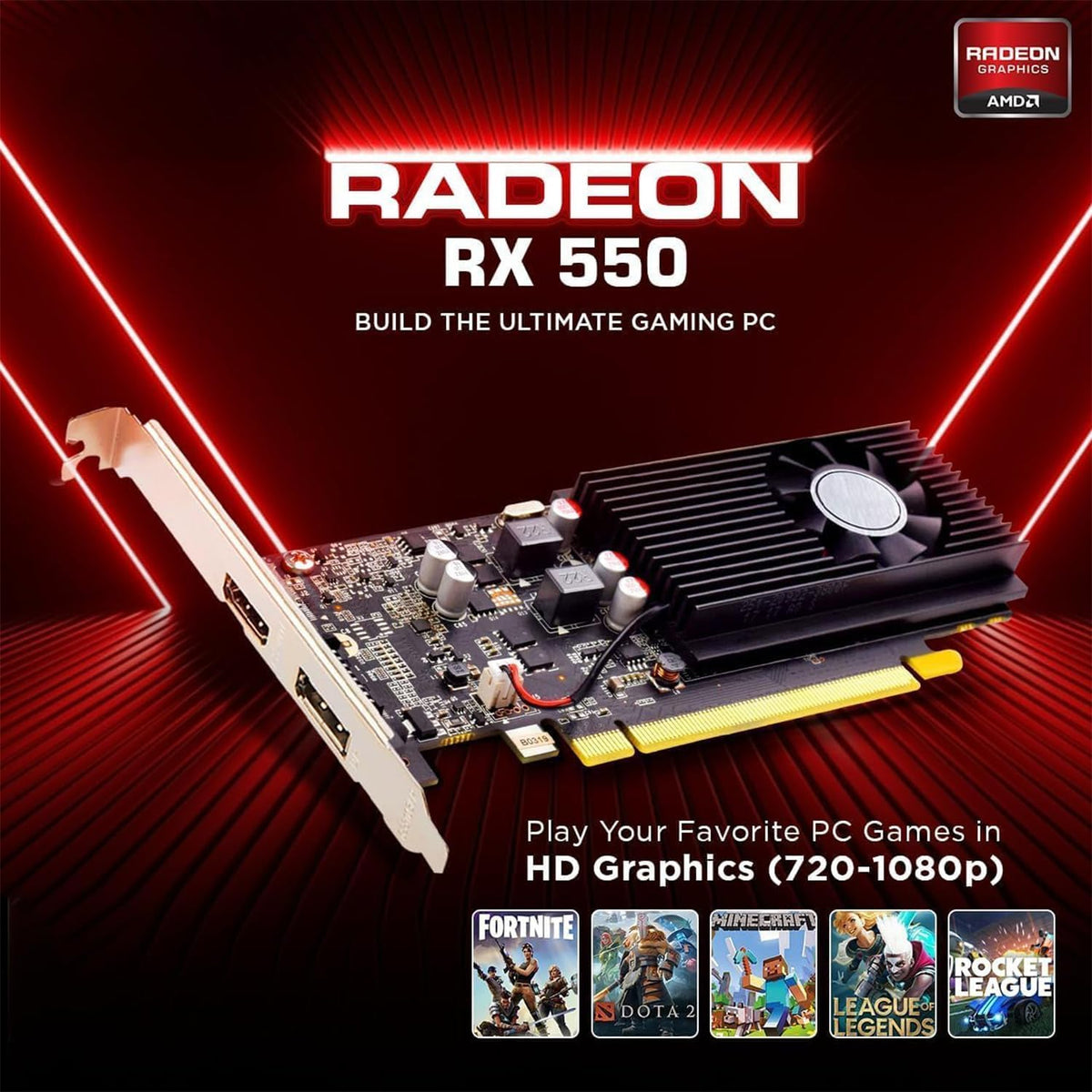 Intel Core i5-6th Gen 16GB DDR4 Ram 512GB SSD Radeon RX-550 4GB DDR5 Graphics Card Windows 10 Pro Computer Tower Z691213