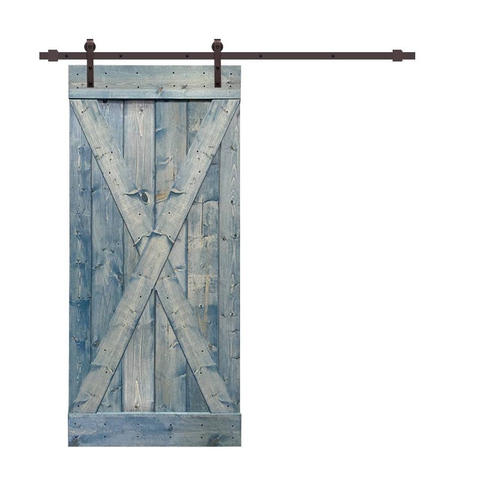 36 in. x 84 in. Pre-Assembled Wood Interior Sliding Barn Door with Hardware Kit V48600