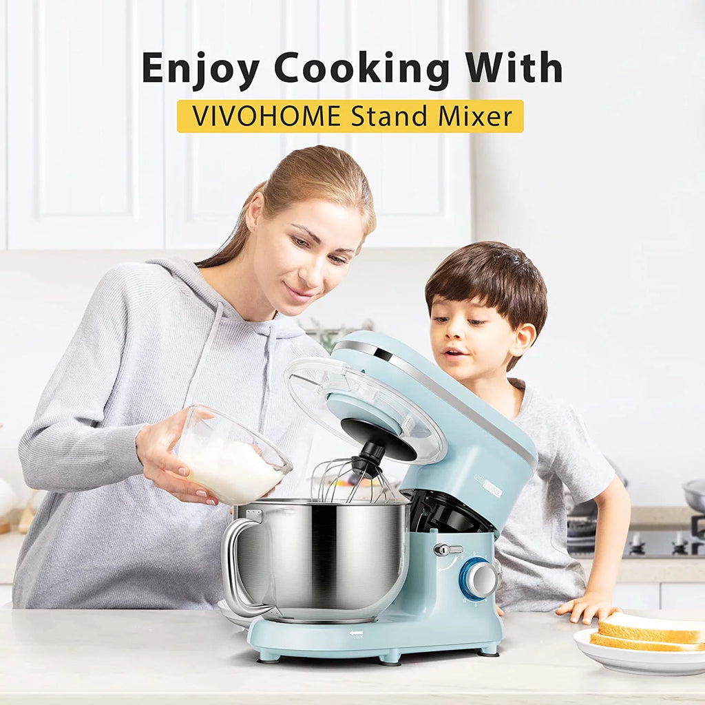 660W 10 Speed 6 Quart Tilt-Head Electric Stand Mixer with Beater, Dough Hook, Wire Whip and Egg Separator, Blue K798990