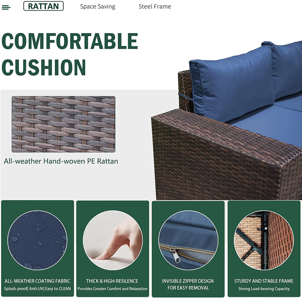 6 Pieces PE Wicker Outdoor Patio Sectional Sofa Set Z37387