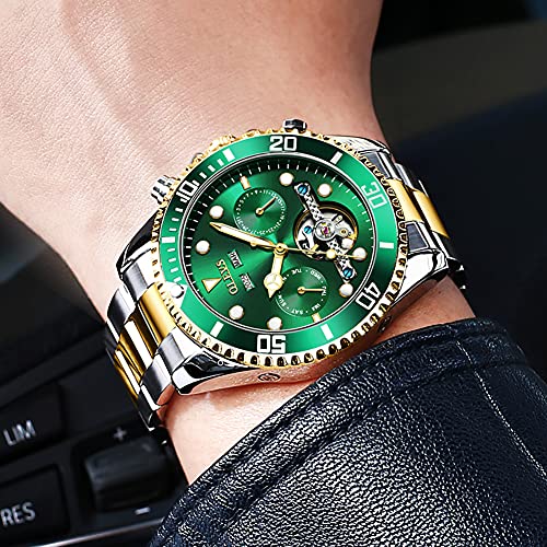 Automatic Self Winding Mechanical Stainless Steel Wrist Watch with Big Dial Waterproof Luminous Watch Rotatable Bezel H8322