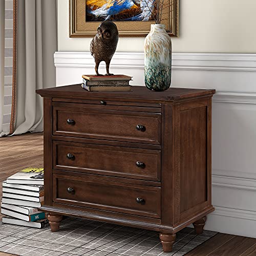 3-Drawer Wooden Nightstand with Pull-Out Tray (Blue) E966