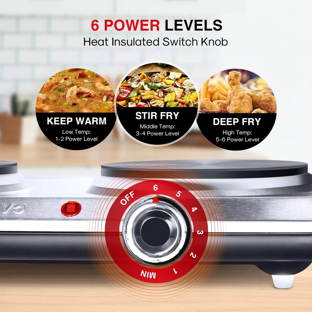 1800W Electric Double Burner Stainless Steel Hot Plate A15804
