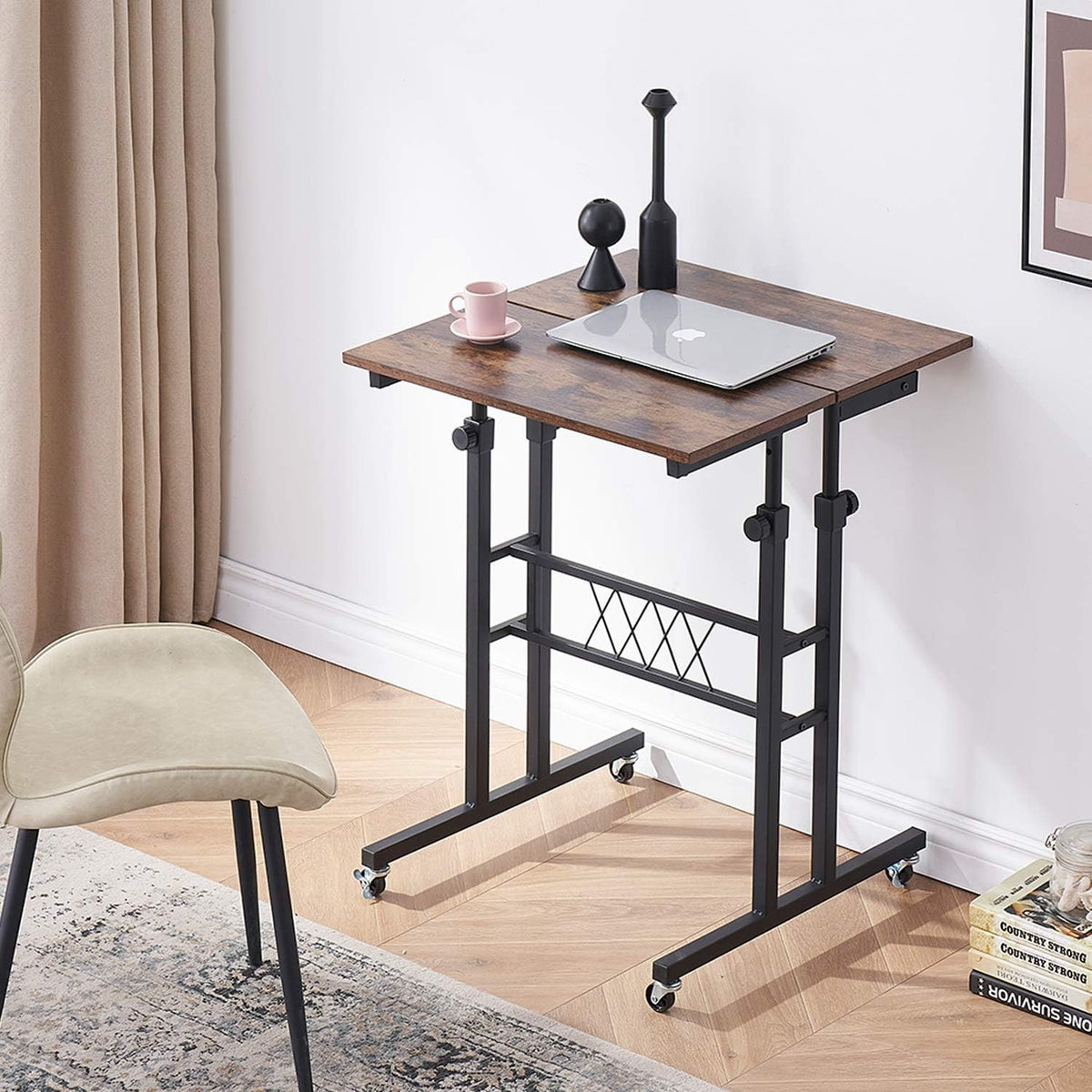 Black Wood Grain Adjustable Height Standing Desk Y276507
