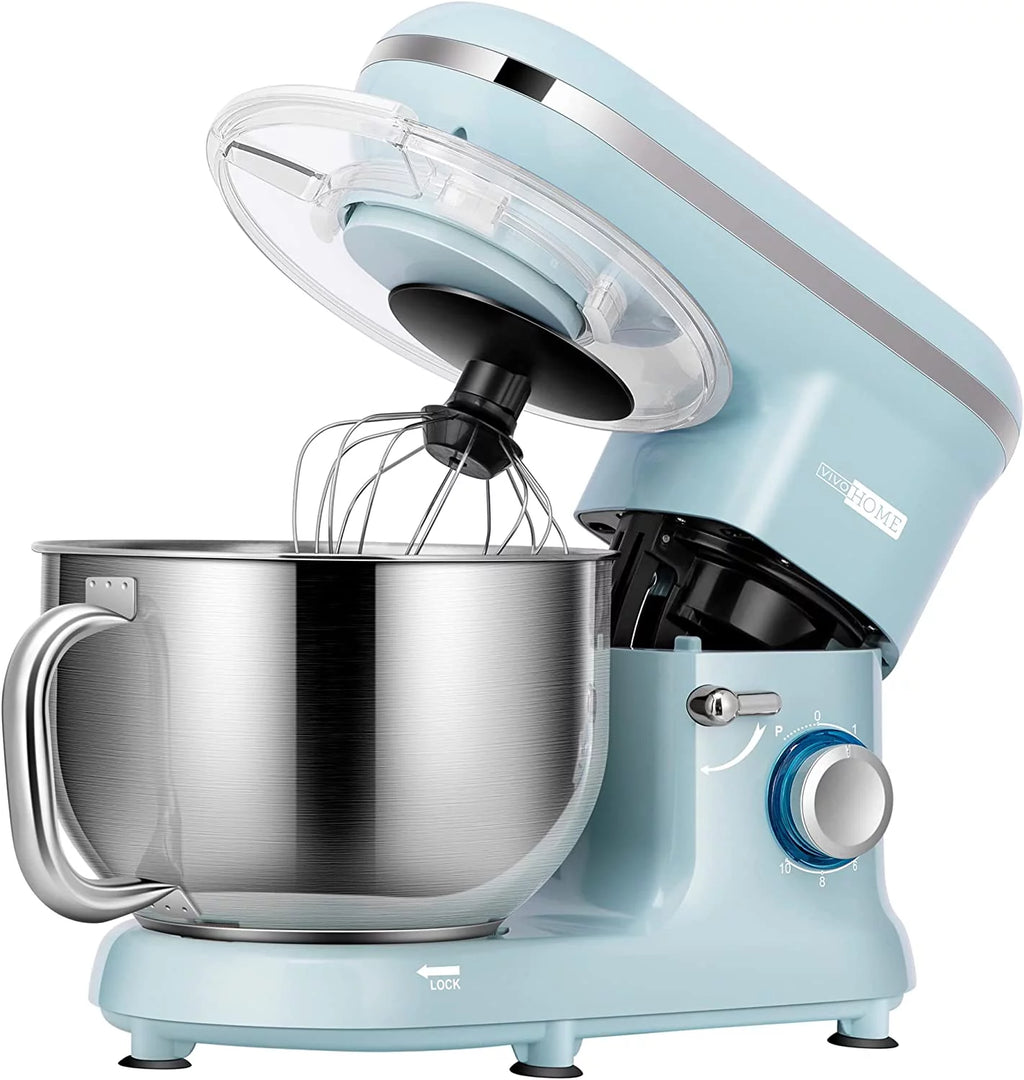 660W 10 Speed 6 Quart Tilt-Head Electric Stand Mixer with Beater, Dough Hook, Wire Whip and Egg Separator, Blue K798990