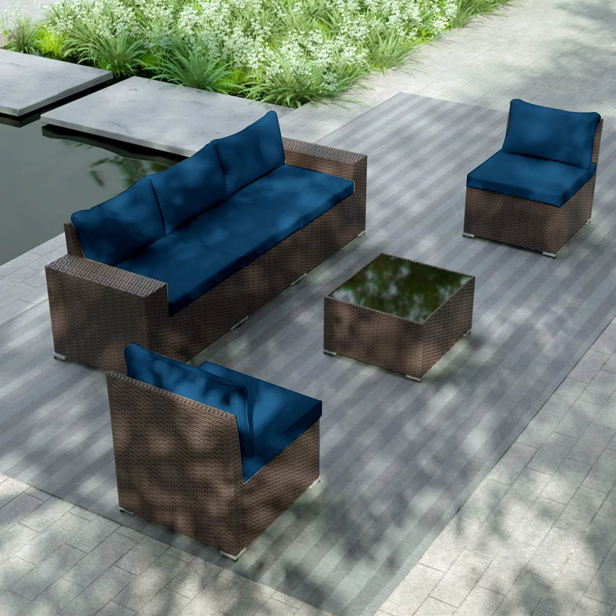 6 Pieces PE Wicker Outdoor Patio Sectional Sofa Set Z37387