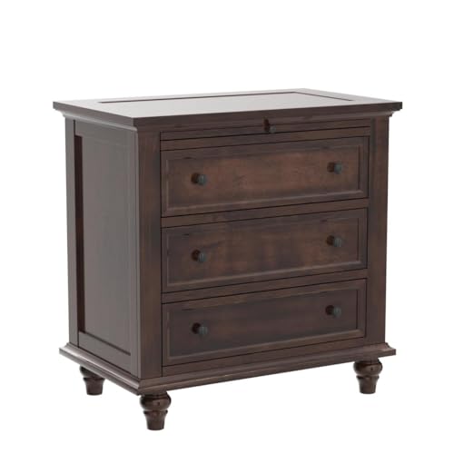 3-Drawer Wooden Nightstand with Pull-Out Tray (Blue) E966