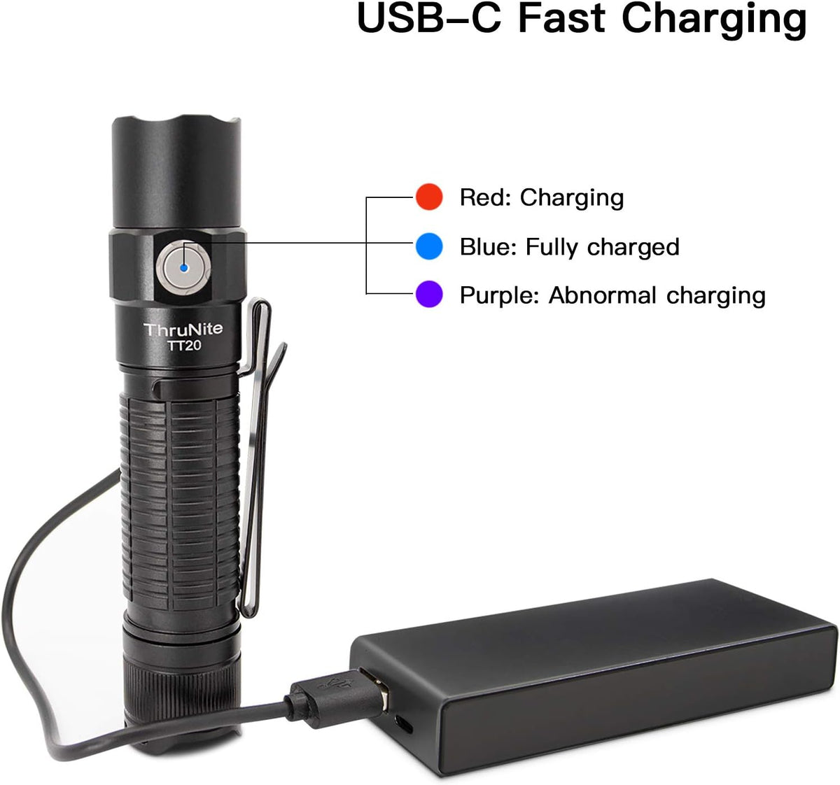 Black Rechargeable Tactical Flashlight B943363