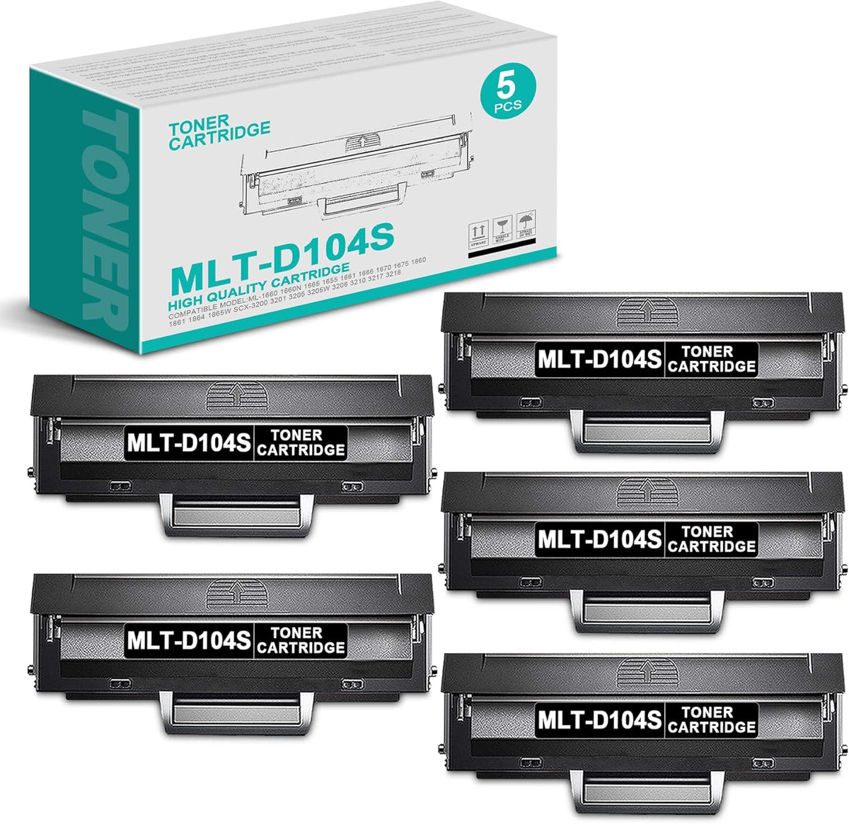 5 Pack Black Compatible Toner Cartridge N6189