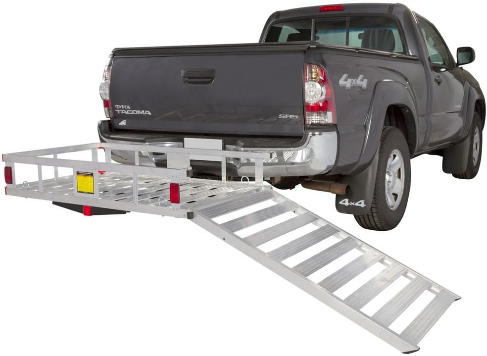 Aluminum Hitch Cargo Carrier Basket with Loading Ramp P79345